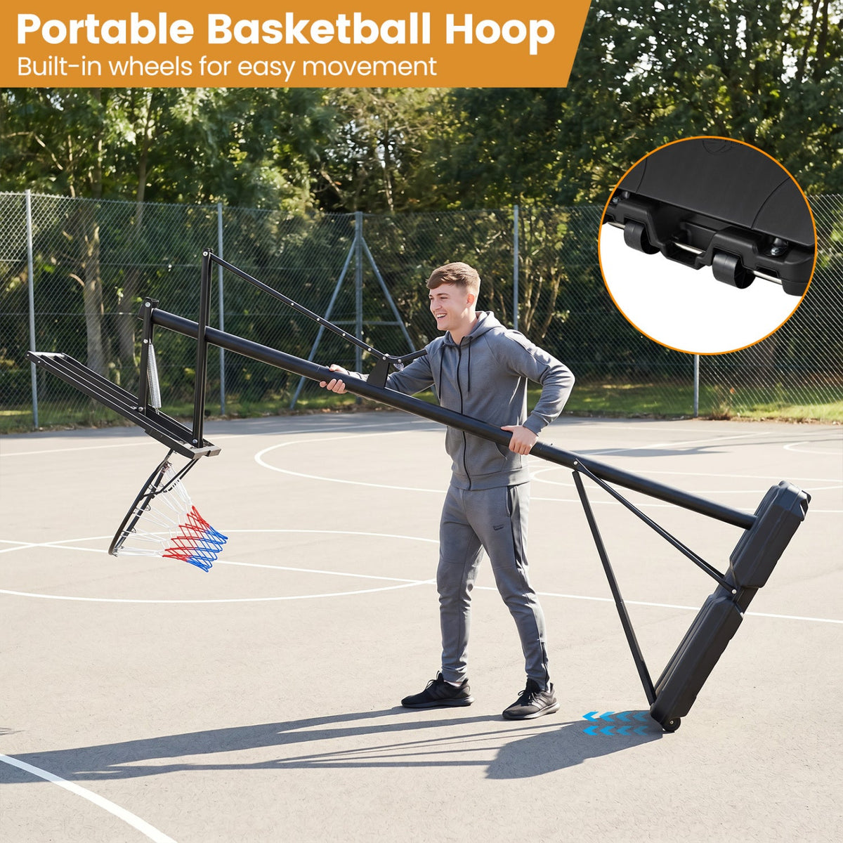Portable Outdoor Basketball Hoop 8-10 FT Height Adjustable Basketball Goal System