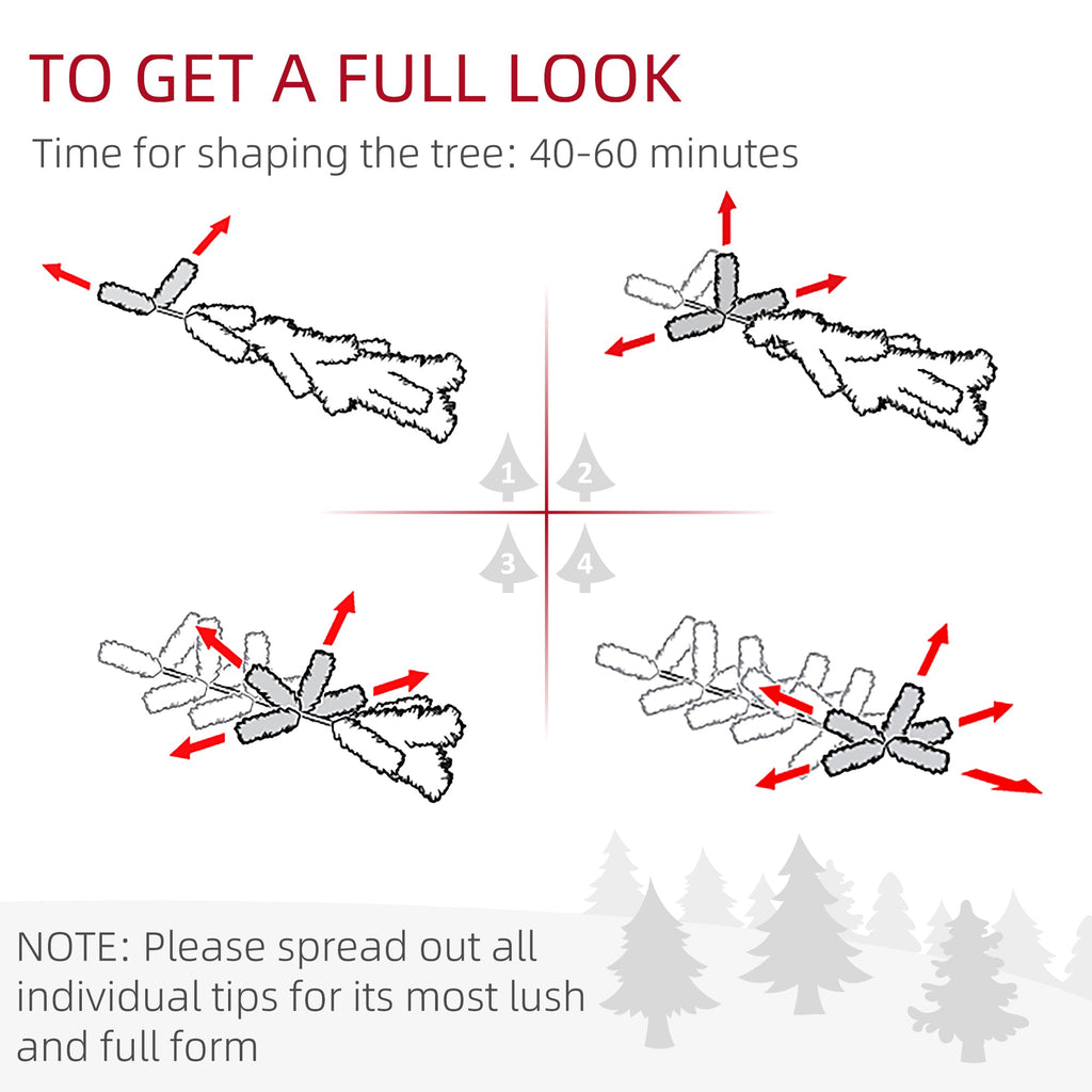 6' Pre Lit Arctic Fir Artificial Flocked Christmas Trees, with Snow Branches, Warm White UL Listed Clear Lights