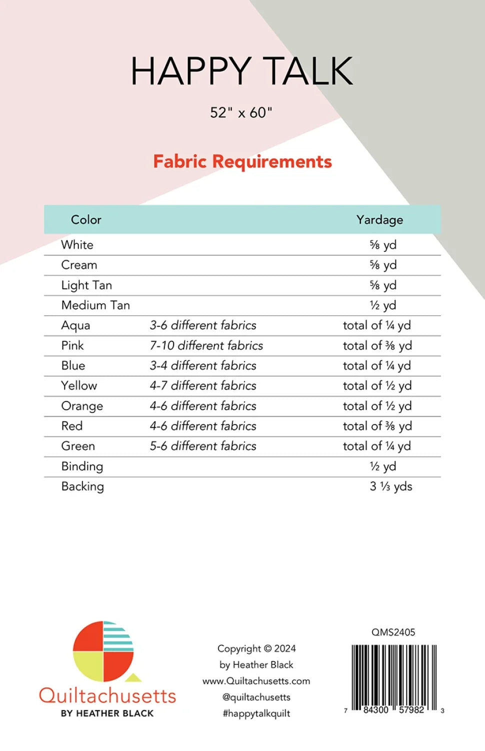 Quiltachusetts - Happy Talk Quilt Pattern