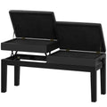 Piano Bench with Storage, Height Adjustable Piano Stool, PU Leather Tufted Keyboard Seat, Black