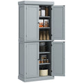72.5" Freestanding Kitchen Pantry Cabinet with 4 Doors, Grey