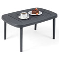 Rectangular Patio Storage Side Table with Aluminum Alloy Rods for Poolside-Gray