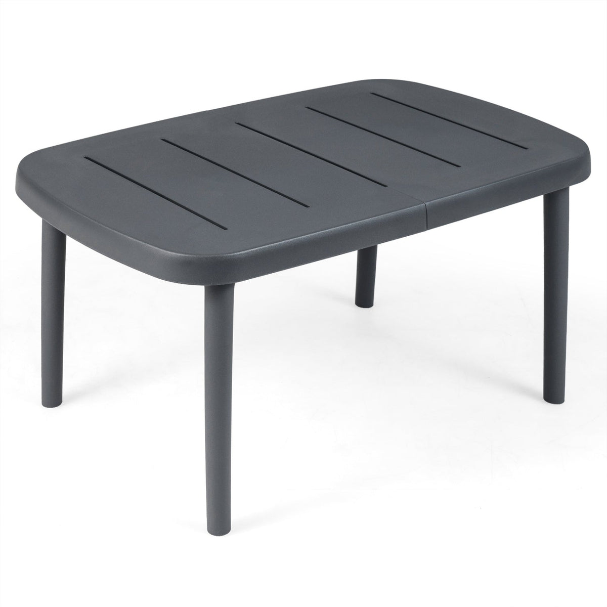 Rectangular Patio Storage Side Table with Aluminum Alloy Rods for Poolside-Gray