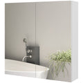24" x 24" Medicine Cabinet, Wall Mounted Bathroom Mirror Cabinet with Mirrored Doors, Adjustable Shelves and Soft Close Mechanism, High Gloss White