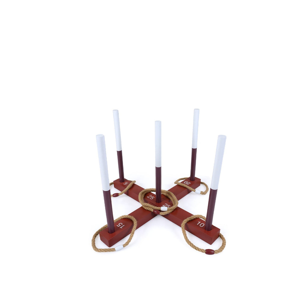 Ring Toss Game for Kids and Adult with 6 Rope Rings and Storage Bag-Brown