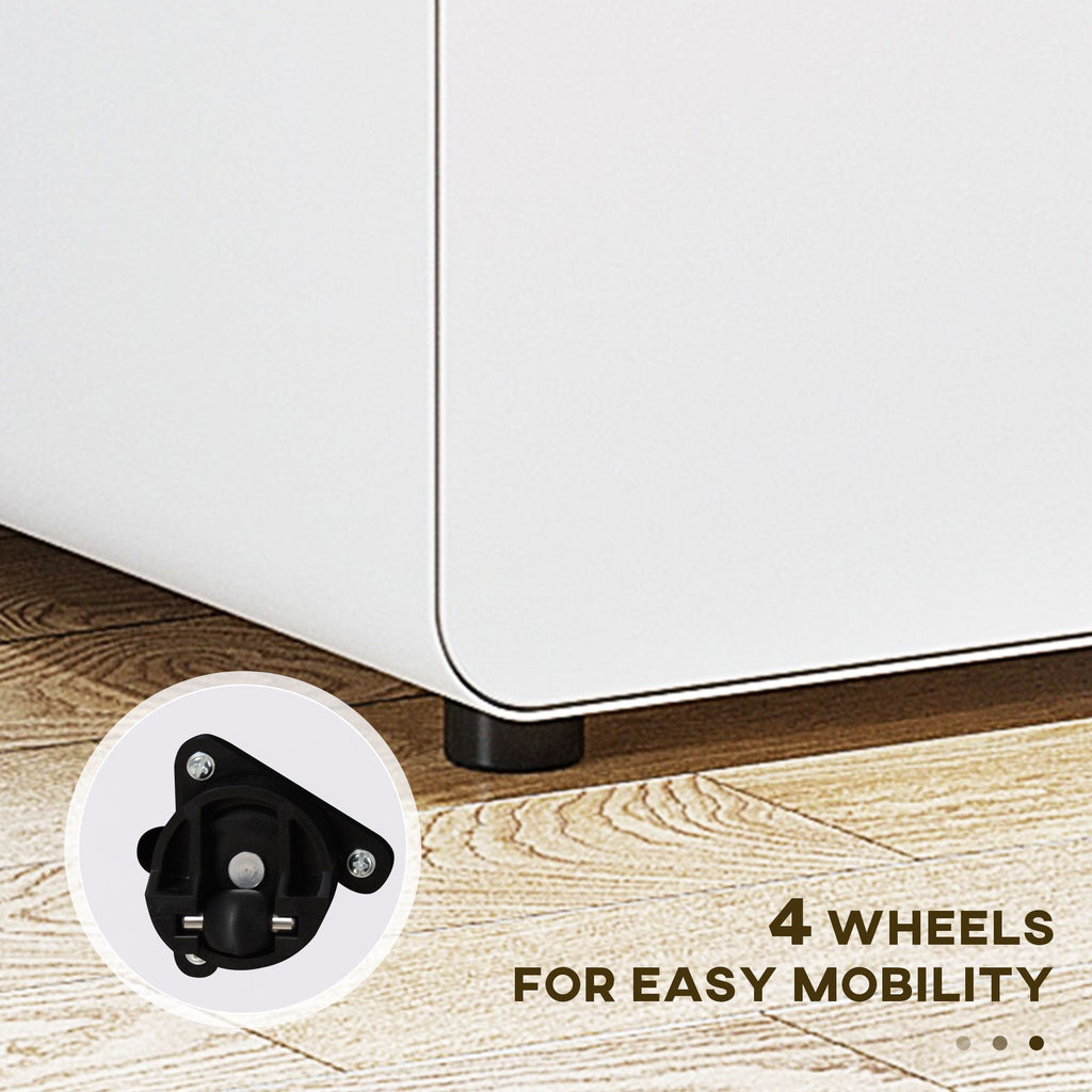 Lockable File Cabinet, Steel Filing Cabinet on Wheels for Legal, A4, Letter Size, Home Office