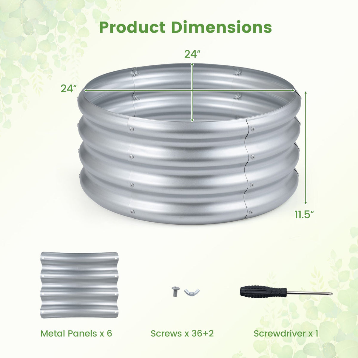 Round Galvanized Raised Garden Bed with Open-Ended Base-S