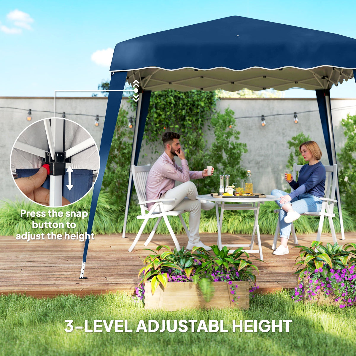 8' x 8' Pop Up Canopy, Outdoor Foldable Tent, Portable Canopy Tent with Carrying Bag for Camping, Party, Picnic, Blue