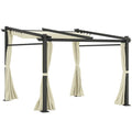 Metal Pergola with Sliding Roof Canopy, Retractable Pergola Canopy, 10' x 10', Beige