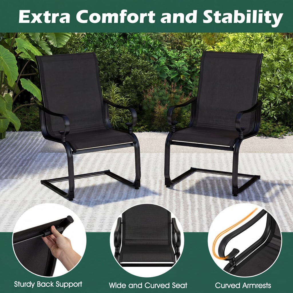 Set of 2 Patio Chairs with Quick-drying and Breathable Fabric for Backyard-Black