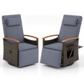 Set of 2 Wicker Swivel Recliners with Footrests and Headrests, Dark Gray