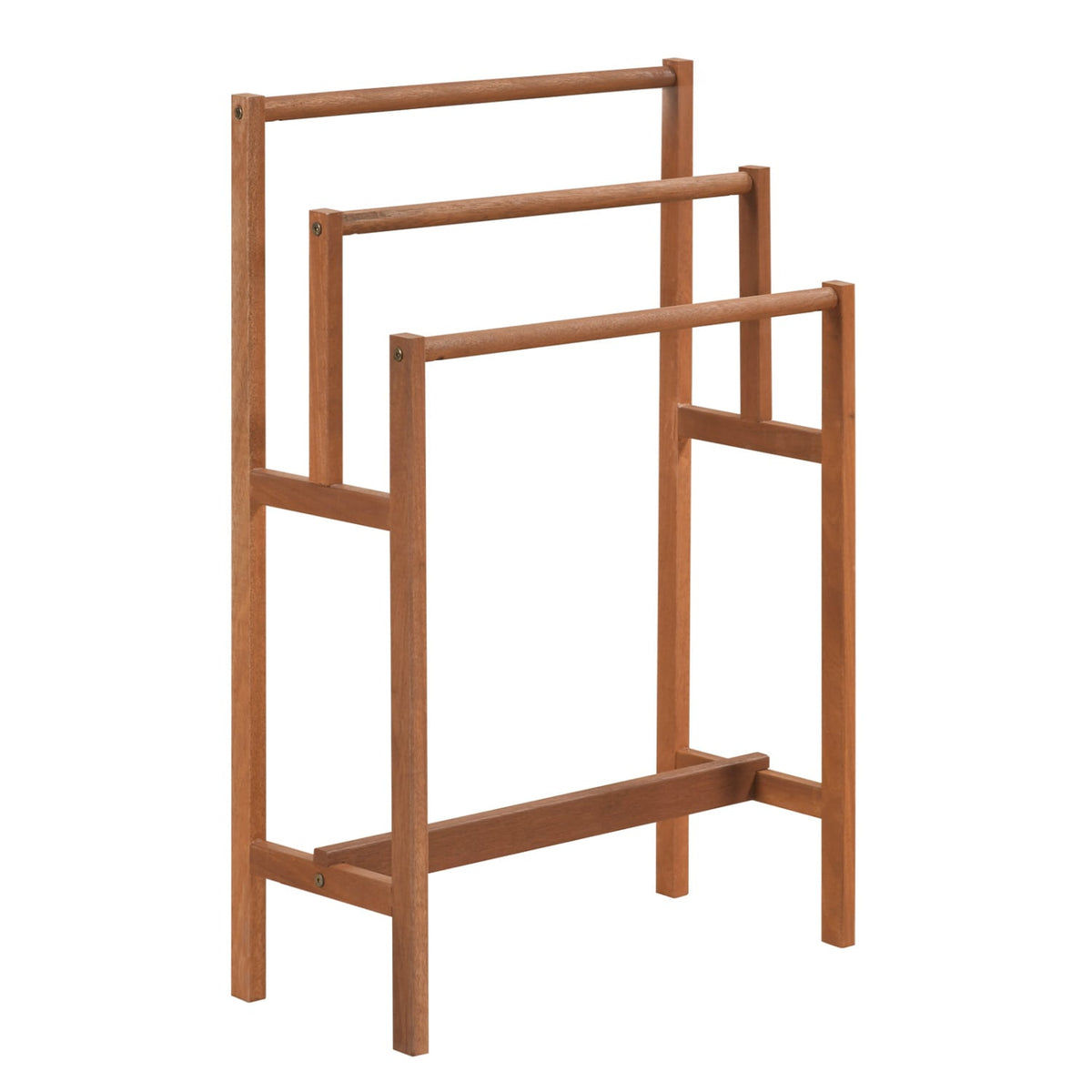 Solid Wood 3-Tier Freestanding Towel Rack with Teak Oil Finish