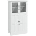 Modern Sideboard Cabinet, Freestanding Sideboards and Buffets with Glass Doors, 4-tier Shelving and Adjustable Shelves
