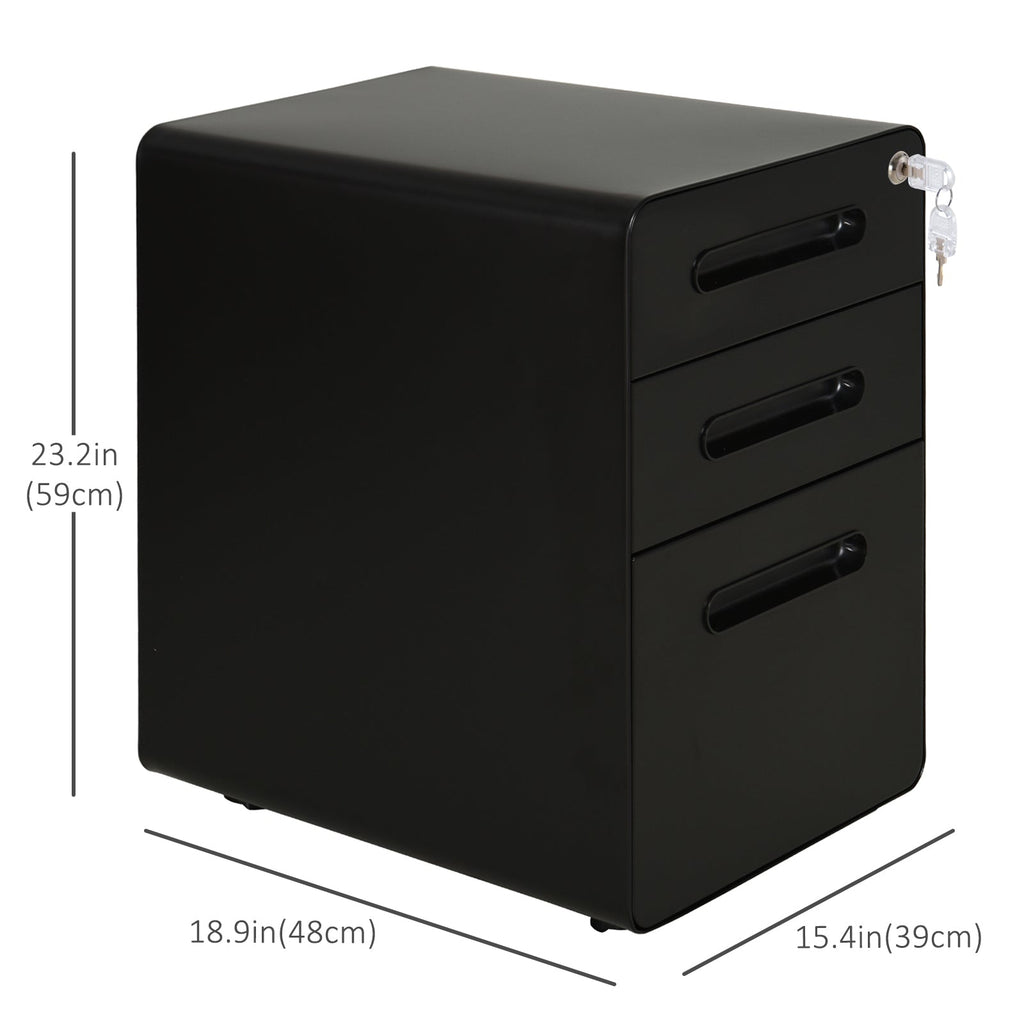 Lockable File Cabinet, Steel Filing Cabinet on Wheels for Legal, A4, Letter Size, Home Office