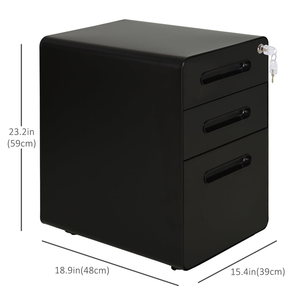 Lockable File Cabinet, Steel Filing Cabinet on Wheels for Legal, A4, Letter Size, Home Office