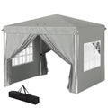 10' x 10' Pop-Up Canopy Tent with Sidewalls, Height-Adjustable, Carry Bag Included, for Outdoor, Garden, Patio, Light Grey