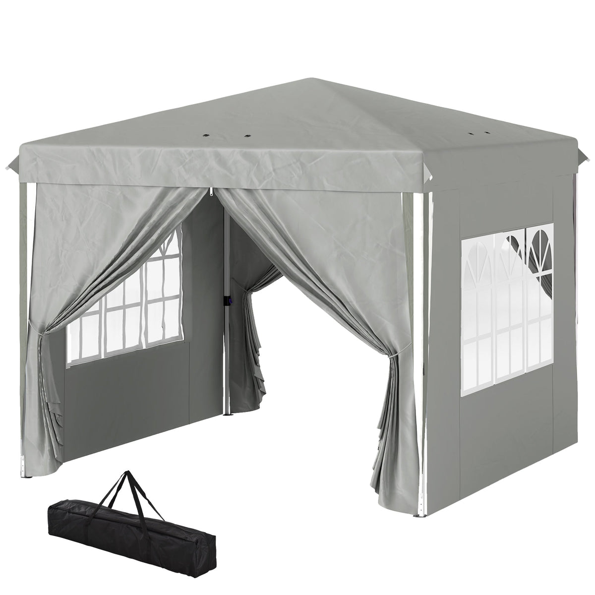10' x 10' Pop-Up Canopy Tent with Sidewalls, Height-Adjustable, Carry Bag Included, for Outdoor, Garden, Patio, Light Grey