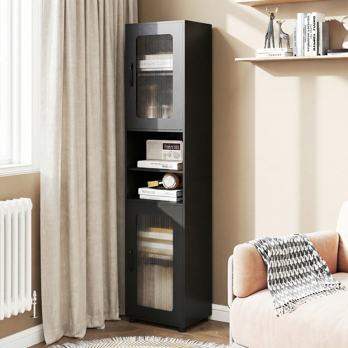 Tall Bathroom Storage Cabinet 67 Inches Freestanding Storage Organizer-Black