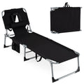 Folding Tanning Chair with 8 Lounging Positions and Face Hole, Black