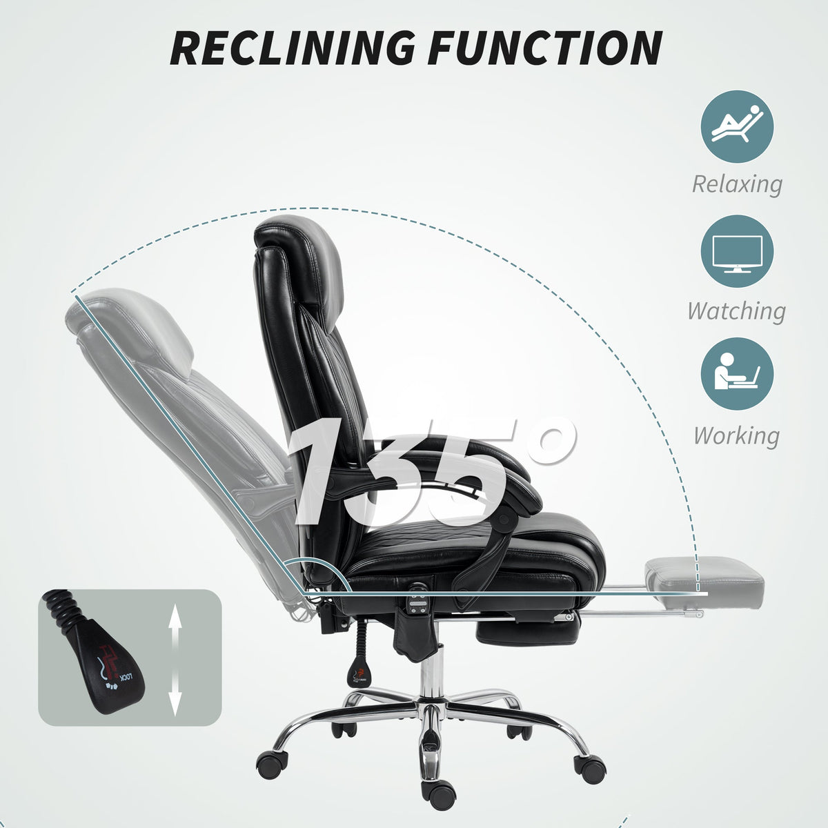 6 Point Massage Office Chair with Remote, Ergonomic Reclining Computer Desk Chair with Footrest, Side Pocket, Black