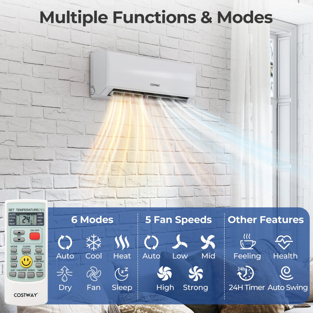 UltrEco 24,000 BTU 3 Zone Mini Split Heat Pump, 23 SEER2, Wifi, 9K + 9K + 9K