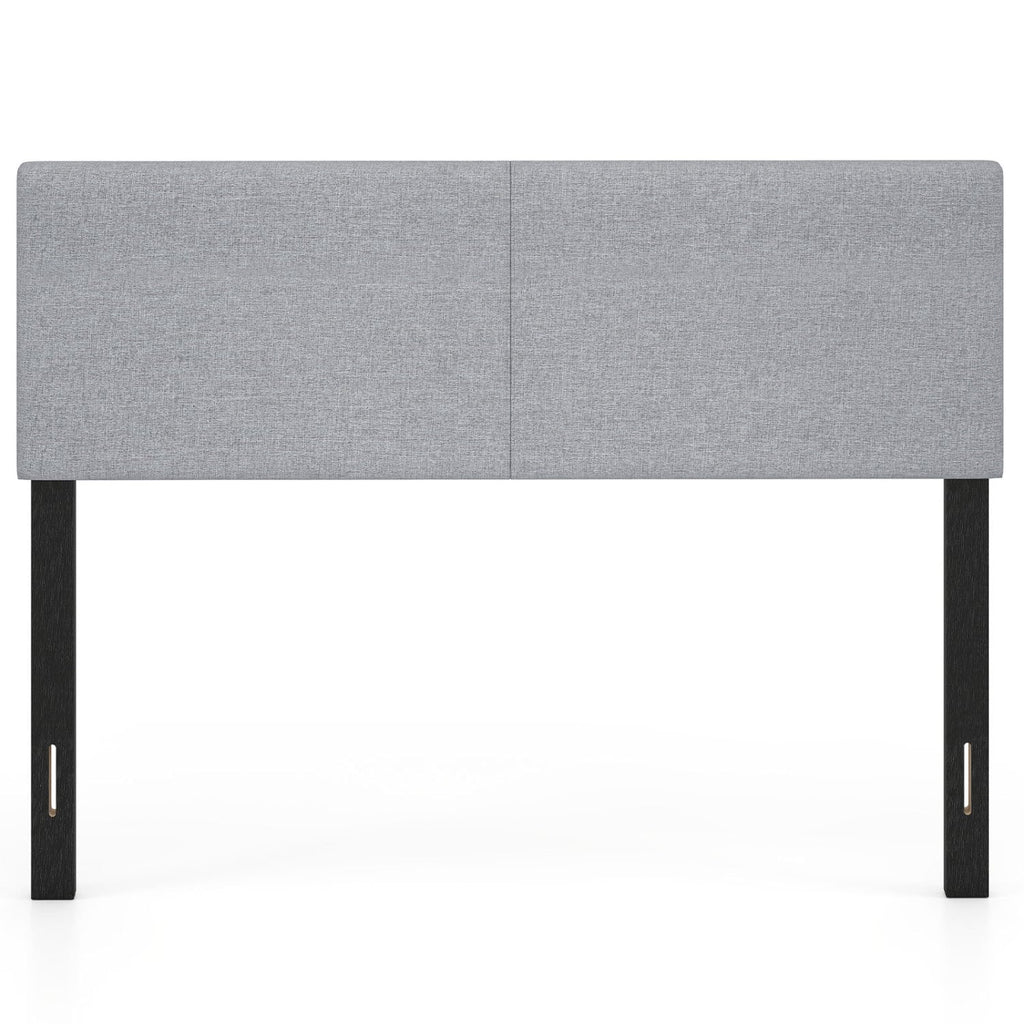 Upholstered Headboard Queen/Full Size Vertical Quilted Linen Fabric Bed Frame Mount Panel-Gray