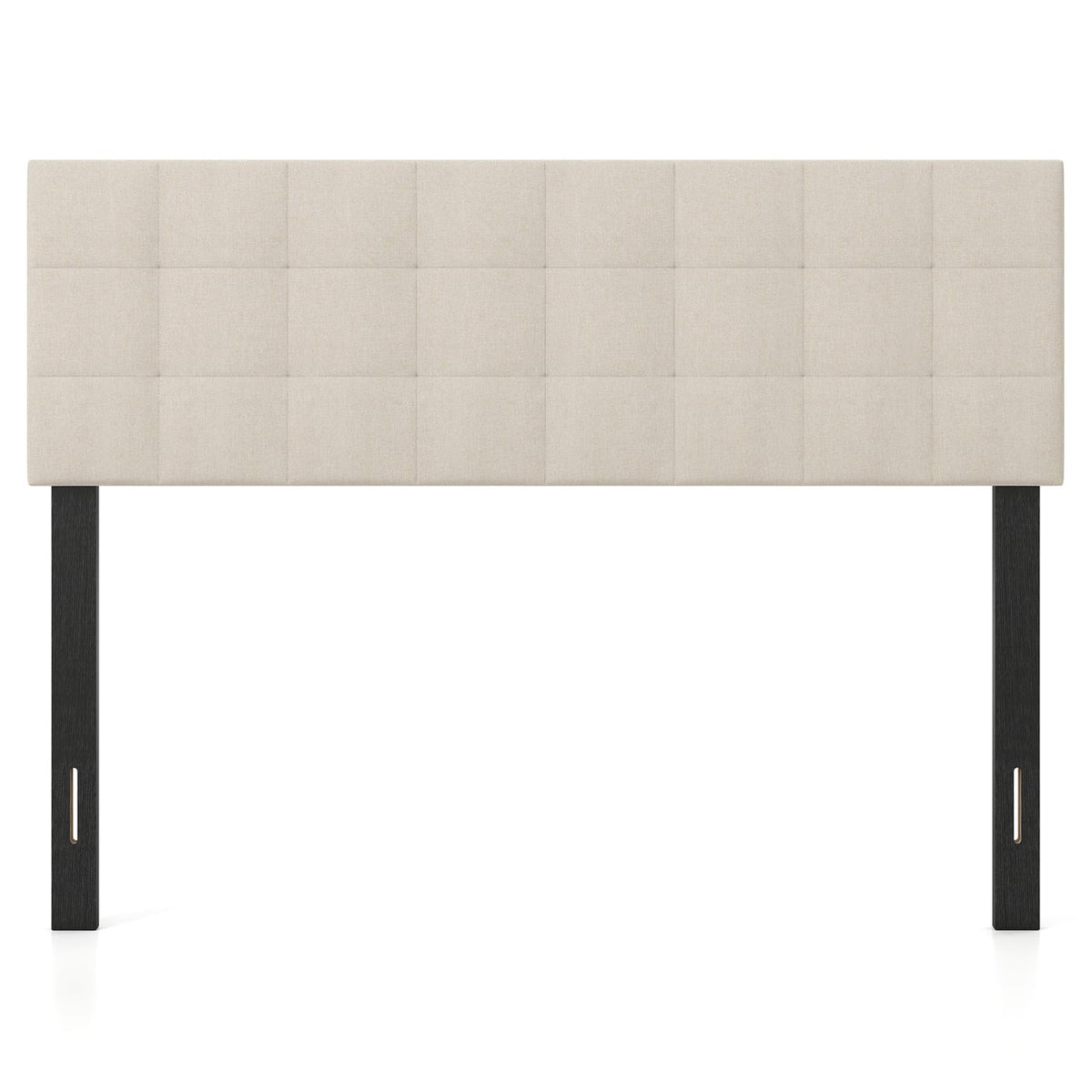 Upholstered Headboard Queen/Full Size Quilted Grid Linen Fabric Bed Frame Mount Panel-Beige