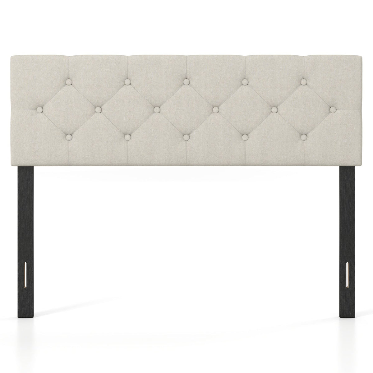 Upholstered Headboard Queen/Full Size Tufted Linen Fabric Bed Frame Mount Panel-Beige