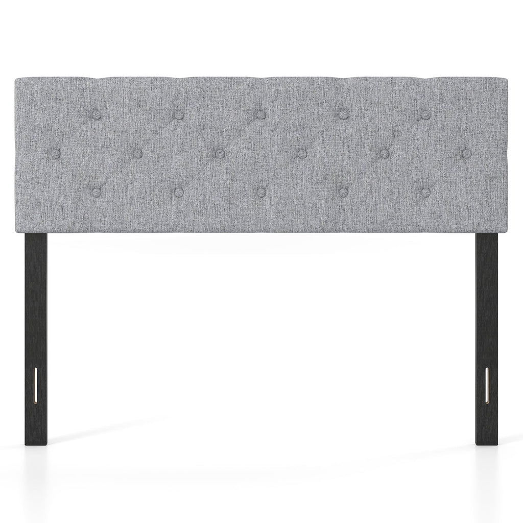 Upholstered Headboard Queen/Full Size Tufted Linen Fabric Bed Frame Mount Panel-Gray