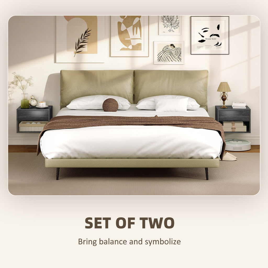 Floating Nightstand Set of 2, Wall Mounted Bedside Table with Drawer for Bedroom Black
