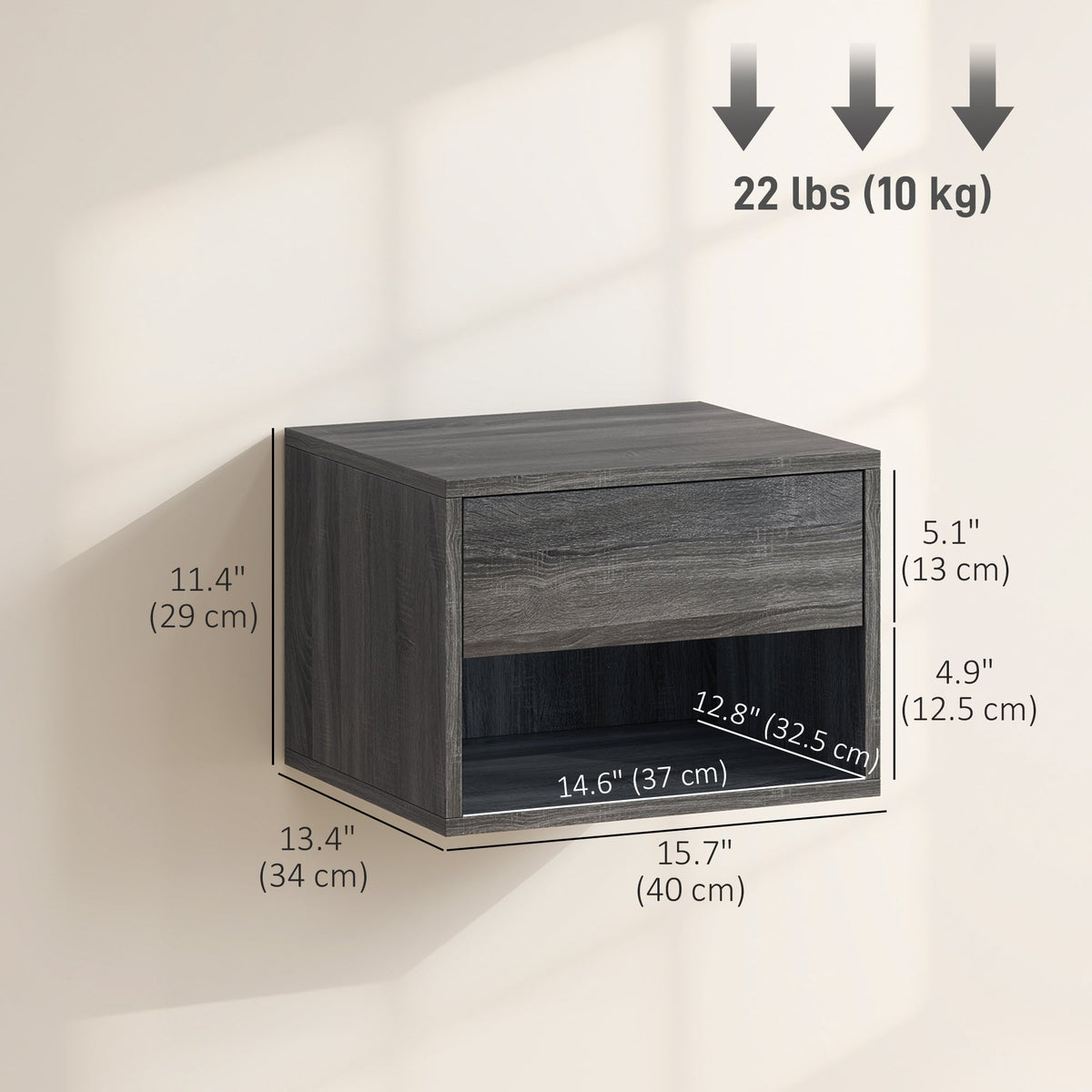 Floating Nightstand Set of 2, Wall Mounted Bedside Table with Drawer for Bedroom Black