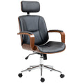 Office Chair, PU Leather Desk Chair with Removable Headrest, Adjustable Height, Tilt Function and with Wheels, Black