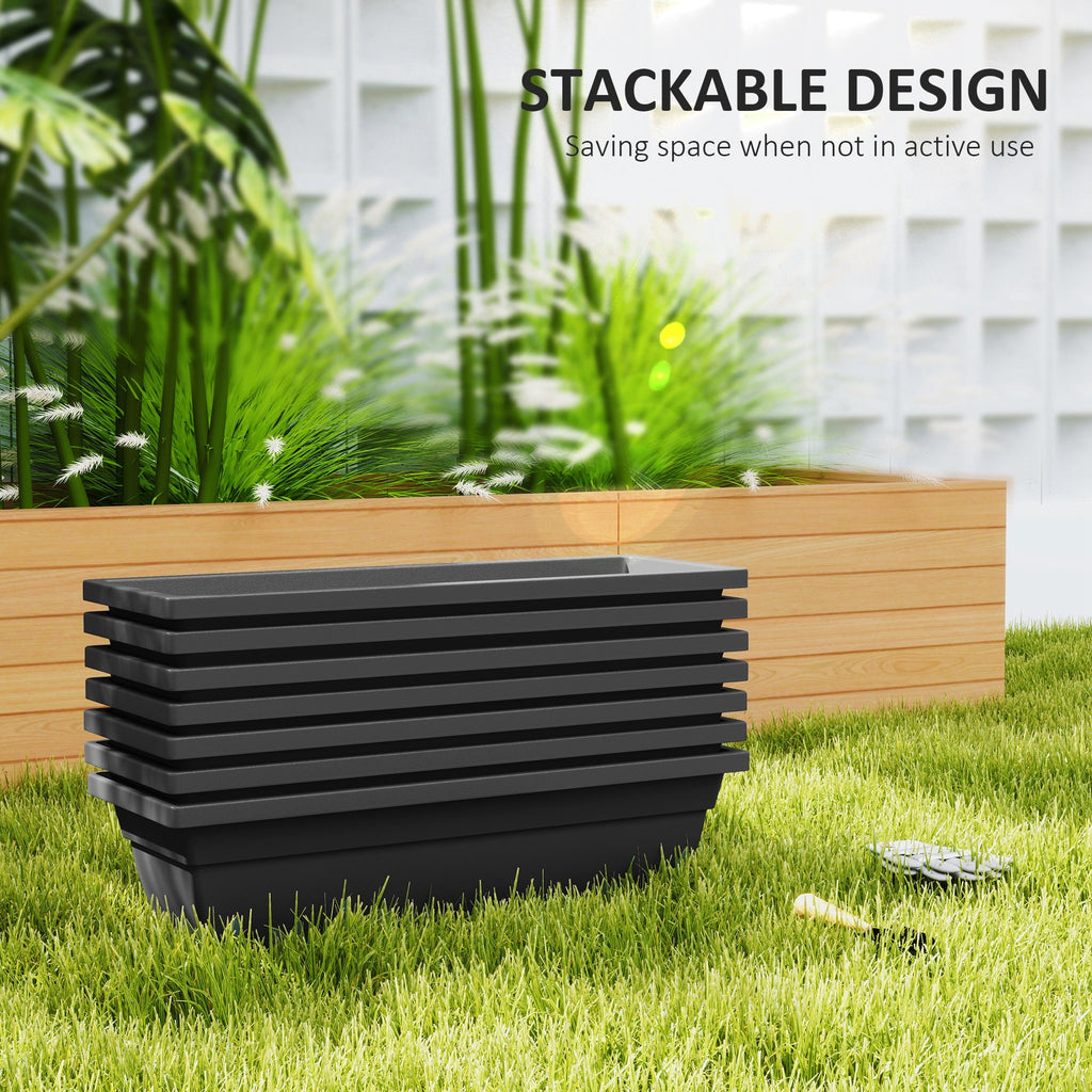 Black Rectangular Window Box Planters — 7-Pack, 23.2 Inch