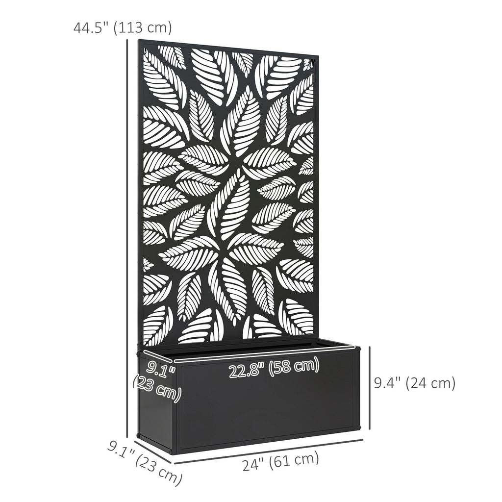Metal Raised Garden Bed with Privacy Panel, Freestanding or Wall Mounted Outdoor Planter Box for Garden, Patio