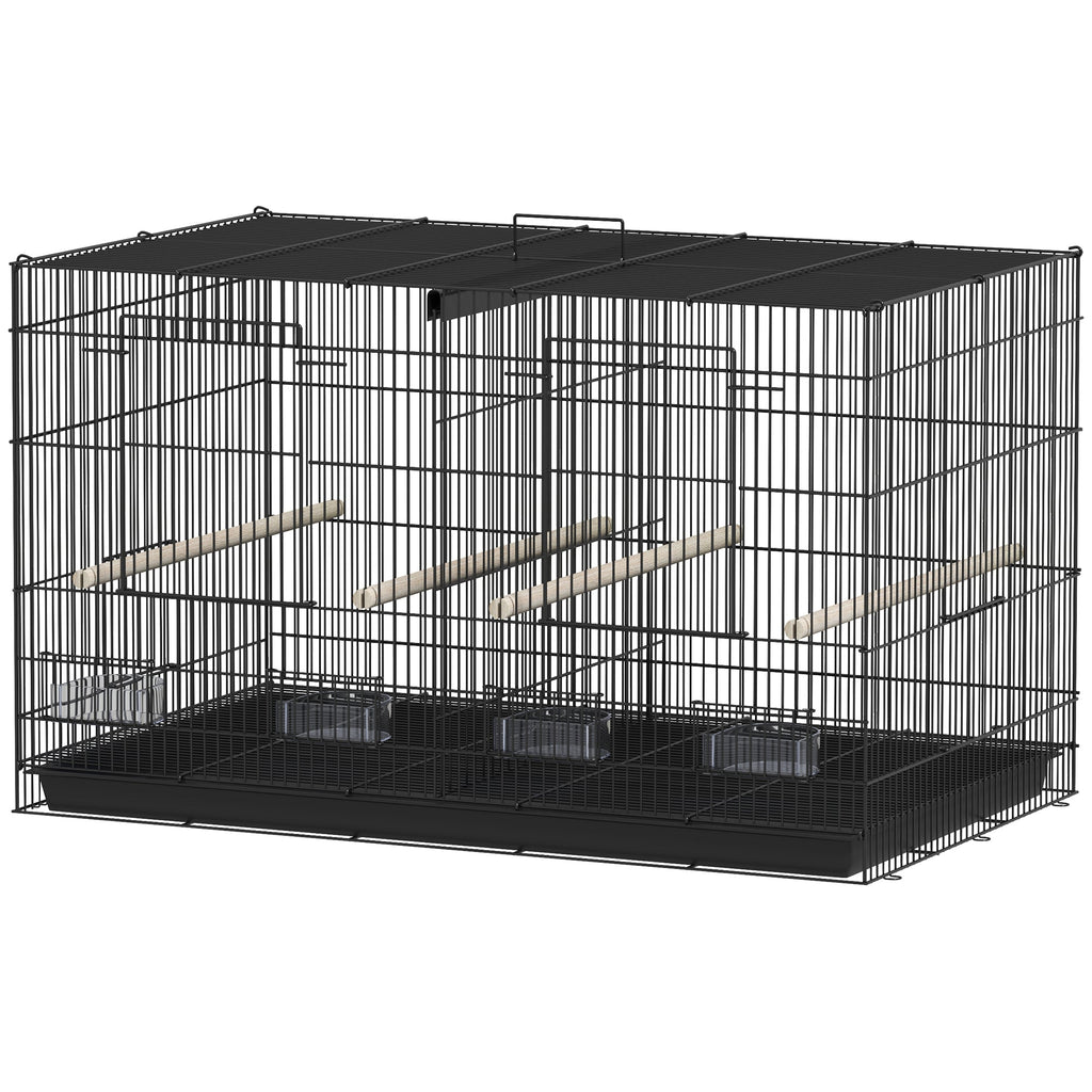 18" H Bird Cage, Large Parakeet Cage for Budgie, Lovebird, Canary, Finches with Divider, Black
