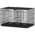 18" H Bird Cage, Large Parakeet Cage for Budgie, Lovebird, Canary, Finches with Divider, Black