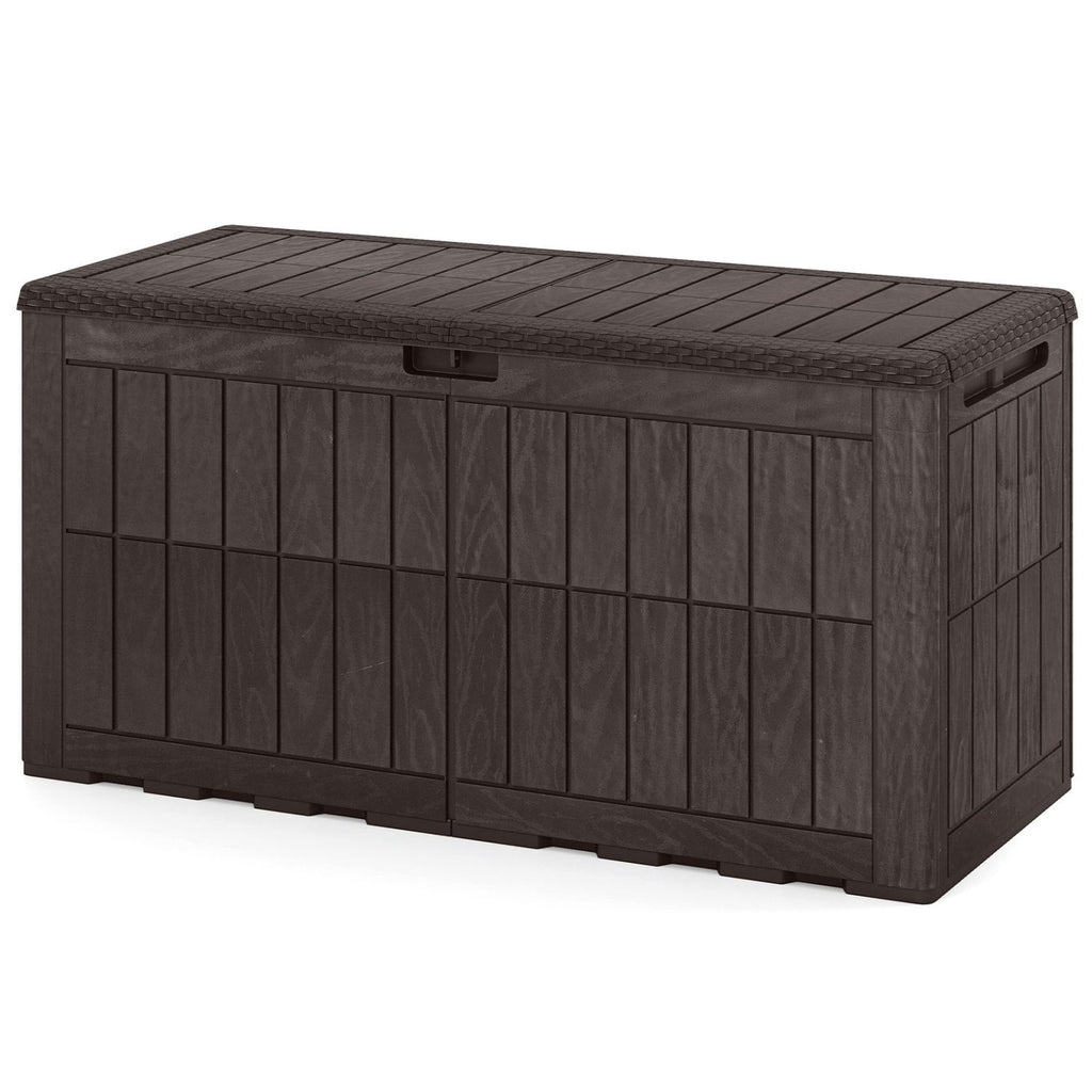 Waterproof Lockable Outdoor Deck Box for Tools Cushions Pool-Dark Brown