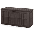 Waterproof Lockable Outdoor Deck Box for Tools Cushions Pool-Dark Brown