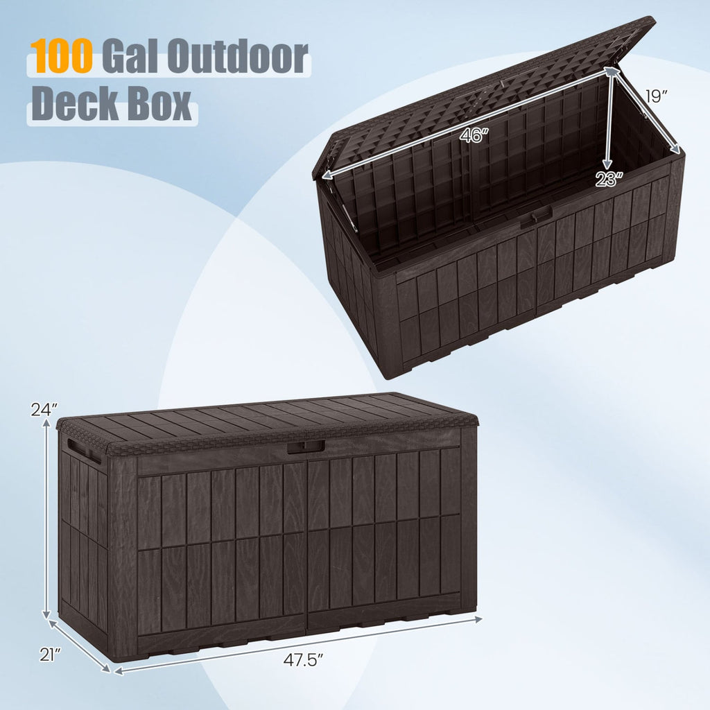 Waterproof Lockable Outdoor Deck Box for Tools Cushions Pool-Dark Brown