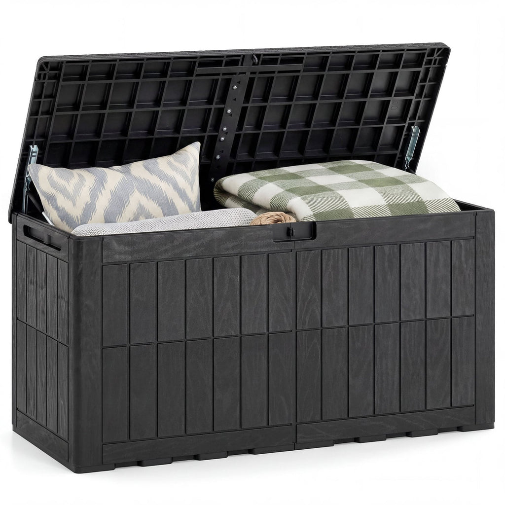 Waterproof Lockable Outdoor Deck Box for Tools Cushions Pool-Black