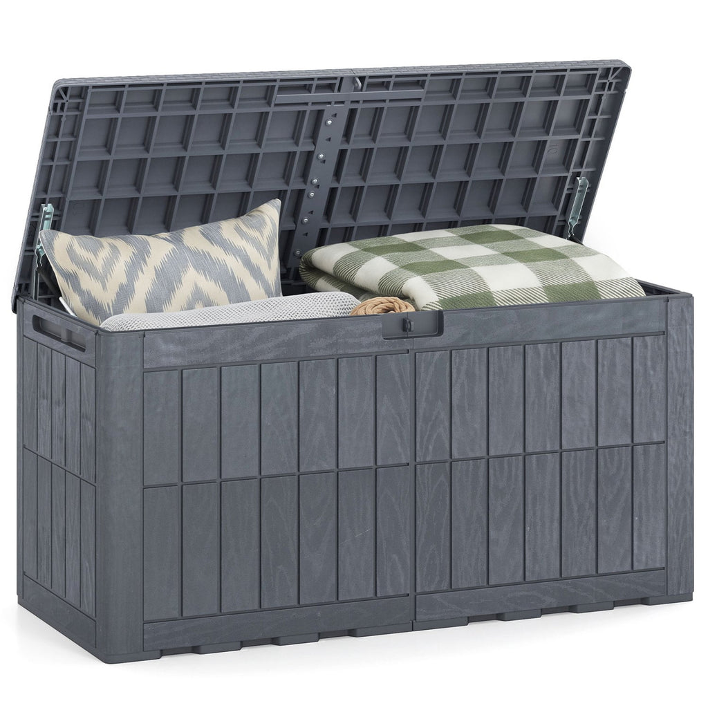 Waterproof Lockable Outdoor Deck Box for Tools Cushions Pool-Gray