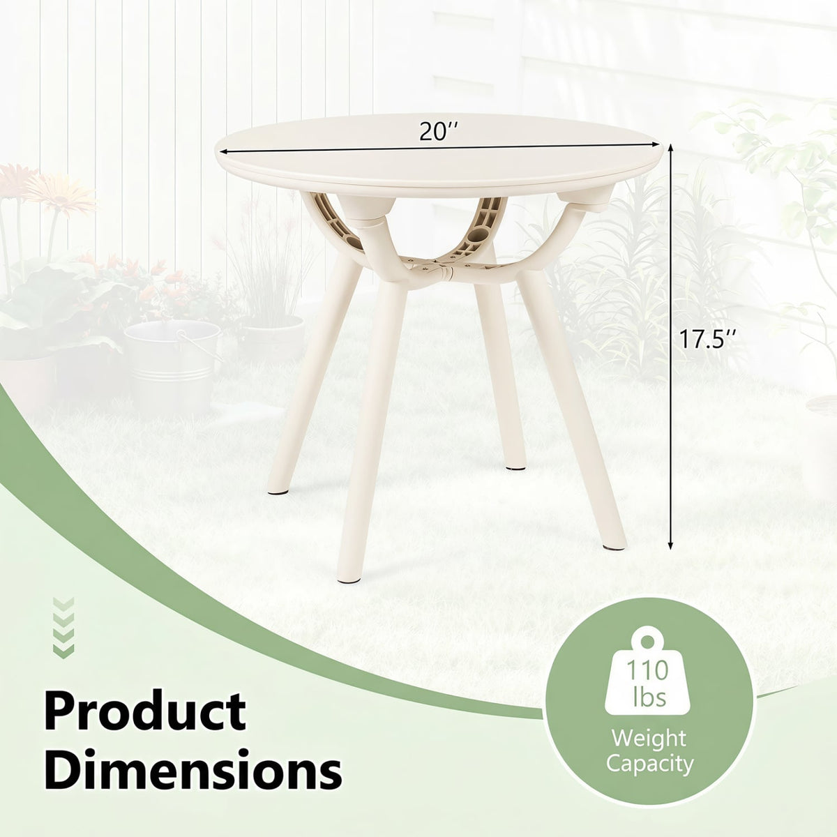 Weather-Resistant Circular Small End Table for Poolside and Balcony-1 Piece