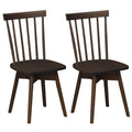 Set of 2 Swivel Spindle Back Dining Chairs, Walnut Rubber Wood