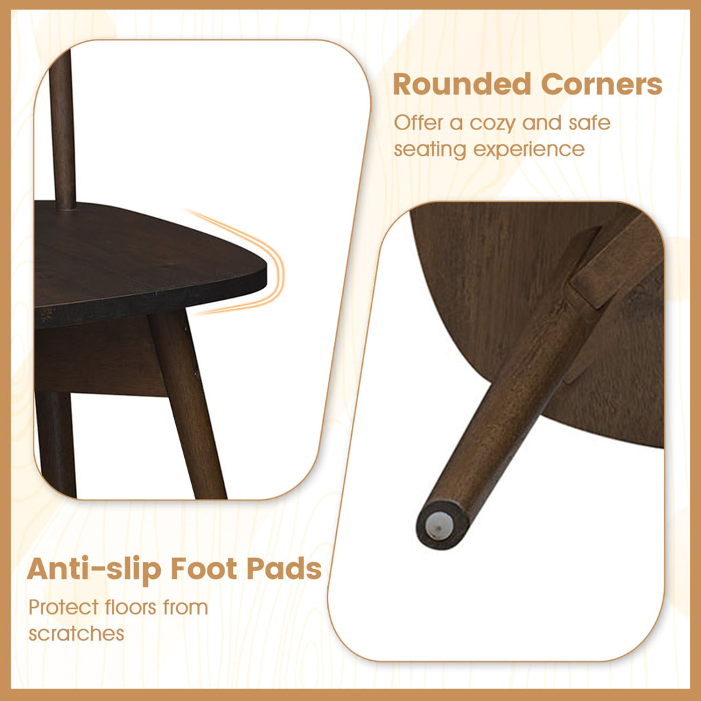 Set of 2 Swivel Spindle Back Dining Chairs, Walnut Rubber Wood