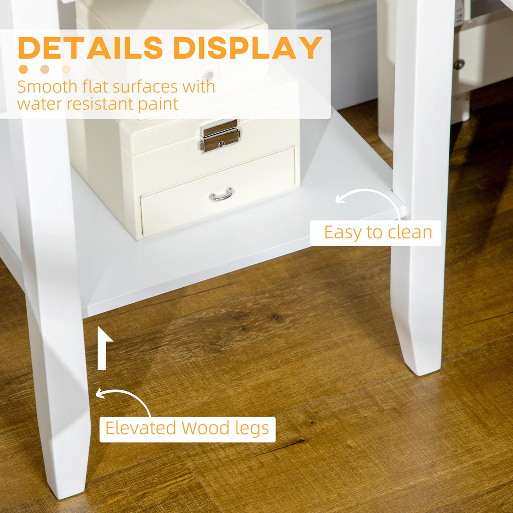 Side Table Set of 2, End Tables with Drawer and Bottom Shelf, 2-tier Nightstand for Bedroom, Living Room, Black