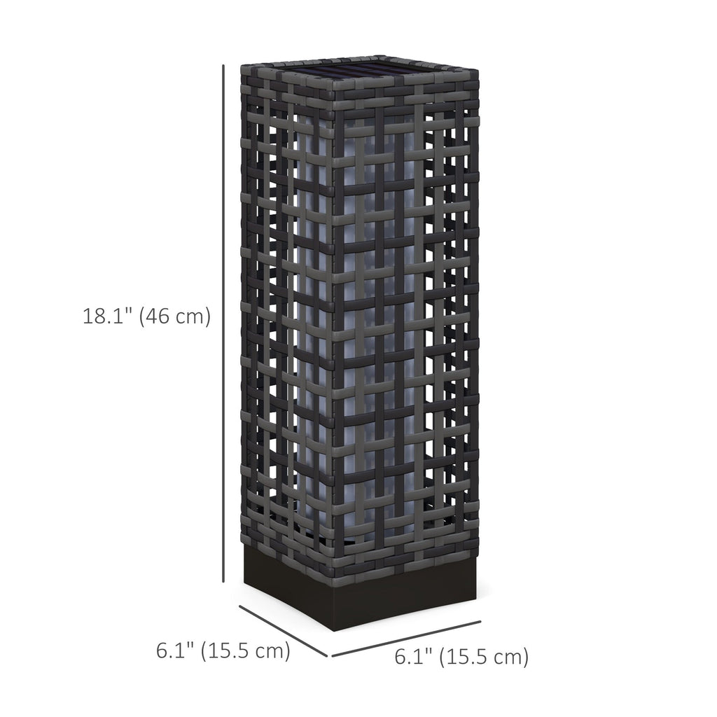 Wicker Solar Outdoor Lamp, Decorative Floor Lamp with Auto On/Off LED Lights, IP44 for Patio, Porch, Pathway, Grey