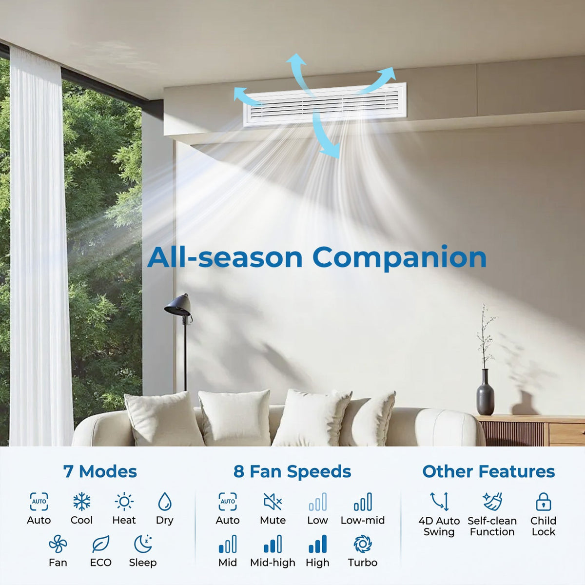 X-Pro 27,000 BTU 2 Zone Concealed Ducted Mini Split Heat Pump, 24 SEER2, 12K + 18K