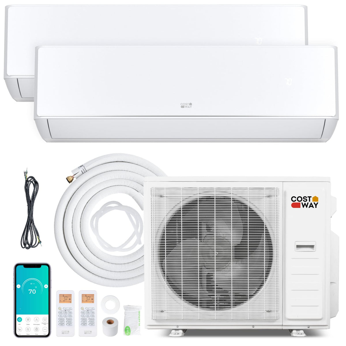 X-Pro 35,000 BTU 2 Zone Mini Split Heat Pump, 22.5 SEER2, 12K + 18K