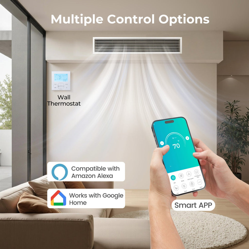 X-Pro 35,000 BTU 2 Zone Concealed Ducted Mini Split Heat Pump, 22.5 SEER2, 12K + 12K