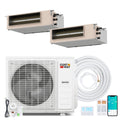 X-Pro 35,000 BTU 2 Zone Concealed Ducted Mini Split Heat Pump, 22.5 SEER2, 24K + 24K